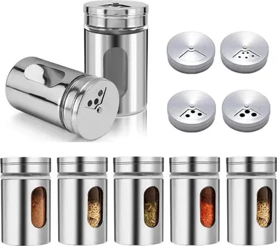 Produktbild von NIYATA Gewürzstreuer Edelstahl 7-teilig Rund 8cm Hoch inkl. Reinigungsbürste