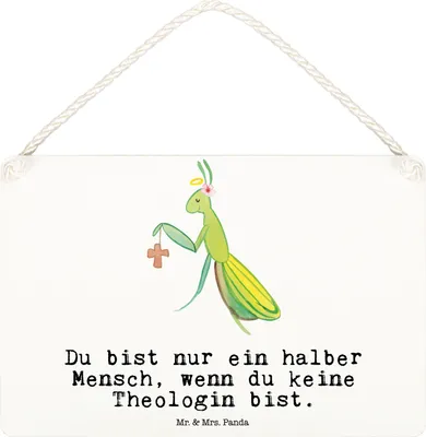 Produktbild von Mr. & Mrs. Panda Schild Theologin Herz DIN A6 - Weiß - Geschenk, Wandbild Holz, Holzschild, Türschild, holzbild, kleine aufmerksamkeit