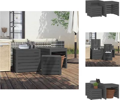 Imagen del producto de vidaXL Juego de 3 cajas de jardín grises, de madera maciza de pino