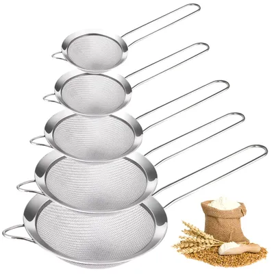 Feinmaschiges Küchensieb-Set, 5 Größen, Edelstahl, 7–14 cm