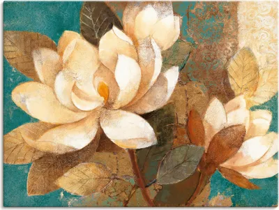 Produktbild von ARTland Leinwandbild Türkise Magnolien Größe: 120x90 cm