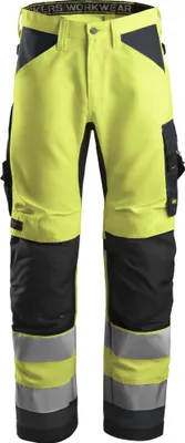 Produktbild von Snickers AllroundWork Hi-Vis Arbeitshose, Kl. 2, EN 14404, 20471 HV-Gelb-Stahlgrau-256