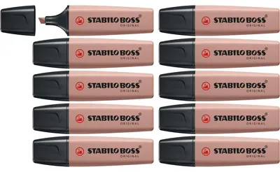 Obrázek produktu pro STABILO BOSS ORIGINAL NatureColors, 10 kusů, Hnědá, 18 rok/roky, Rozšířený hrot, Černá, Hnědá, Plast