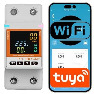 Zdjęcie produktu dla Watomierz WIFI tuya 63A licznik energii elektrycznej na szynę din