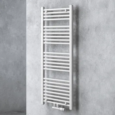 Image de doporro Radiateur de Salle de Bain Sèche-Serviette 120x50cm Radiateur Tubulaire Vertical Chauffage à Eau Chaude Blanc