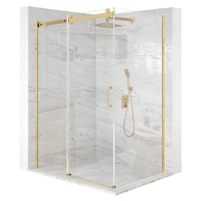 Produktbild von Duschkabine 120 x 90 cm, ESG-Glas 8 mm, Schiebetür goldfarben + Beschichtung