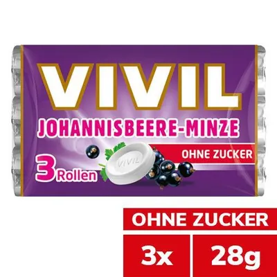 Produktbild von VIVIL Johannisbeere-Minze Pastillen ohne Zucker | 3er Pack