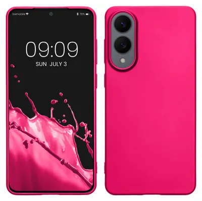 Produktbild von kwmobile Handyhülle für Samsung Galaxy S25 Edge Hülle - Silikon Case metallisch schimmernd - Schutzhülle Cover - Metallic Pink