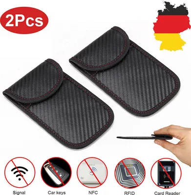 Produktbild von 2 X Auto Schlüssel Keyless Go Schutz RFID Funk Blocker Tasche Etui Hülle Tasche