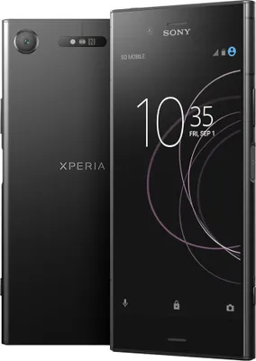 A black Sony Xperia XZ1 smartphone is shown from the front and back.