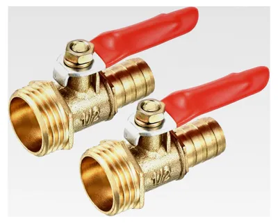 Produktbild von 2 Stück G 1/2 Außengewinde auf 1/2" Schlauch Widerhaken Kugelhahn Messing Wasserabsperrschalter für Gartenpool