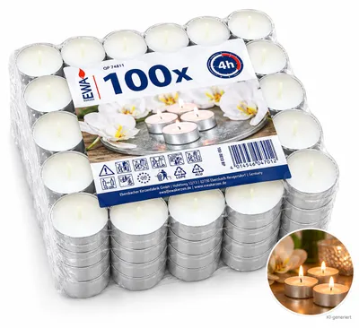Zdjęcie produktu dla Świeczki do podgrzewaczy, białe, 100 sztuk