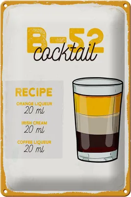 Produktbild von Blechschild Rezept B-52 Cocktail Recipe Orange 20x30cm