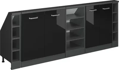 Produktbild von Dachschrägenschrank-Set Vicco Rion Schwarz Hochglanz 5er Set, Model 56035