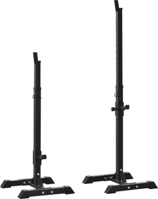 Obrázek produktu pro Stojan na činky, sada 2 ks, stojan na činky, výškově nastavitelný stojan na činky, činka s gumovými nánožníky, 105-160 cm, silový trénink, do 150 kg, ocel Aosom