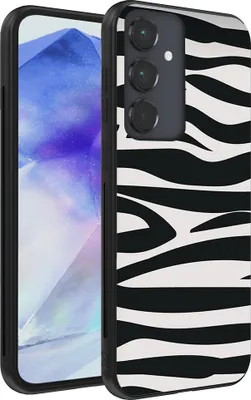 Produktbild von Handyhülle passend für Samsung Galaxy A55 mit Zebradruck - TPU Back Cover Case Zebradesign - Schwarz Weiß