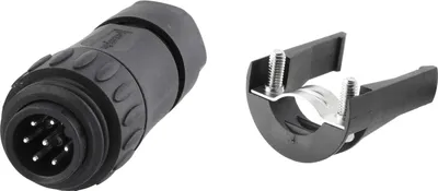 Immagine prodotto di Connettore per cavo Amphenol RD24-KSG, incl. scarico della trazione, pin diritto, connessione a saldare, numero di poli 6+PE, uscita cavo diritta,