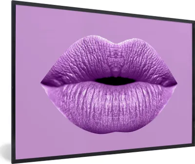 Produktbild von MuchoWow® MuchoWow® Gerahmtes Poster Lippen - Pastell - Lila 30x20 cm - Poster mit zchwarzem Bilderrahmen - Kunstdruck - Bild-Poster