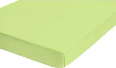 Produktbild von Biberna Feinjersey Spannbettlaken Spannbetttuch 100% Baumwolle Rundumgummi waschbar pflegeleicht hochwertig strapazierfähig 90x200 cm Apfelgrün