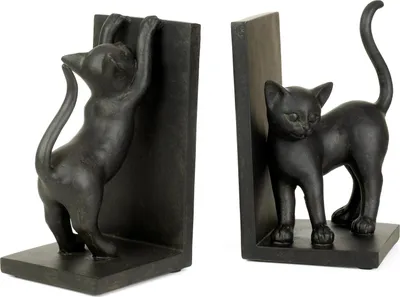 Immagine prodotto di Un set di 2 reggilibri per gatti porta libri nero Moritz