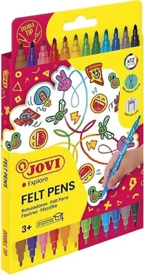 Zdjęcie produktu dla Jovi Flamastry Dwustronne 12 Kolorów - Do Rysowania I Szkicowania