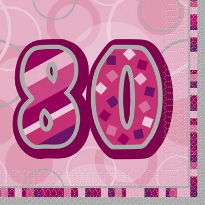Produktbild von 16 Servietten pink Zahl 80