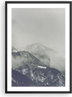 Produktbild von Gerahmtes Poster - Schwarzer Rahmen - Berge Wald Nebel - 50x70 cm - Wand Bild - Wanddeko - Wandbilder - Kunstposter - Wandposter - Bilderrahmen - Bilder - Kunstdruck - Wandbild - P2BPA50x70-4270