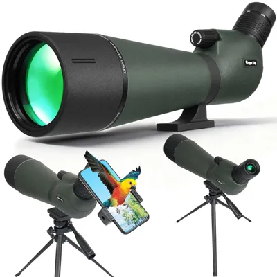 Produktbild von BIBIRE HD-Spektive für das Zielschießen, 25-75x80-Winkelspektiv mit Stativ und Smartphone-Adapter, Spektiv für Vogelbeobachtung, Wildbeobachtung und Jagd