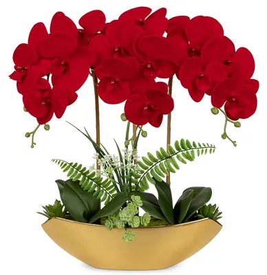 Image de Plante artificielle orchidée dans un pot en céramique, idéale pour la décoration intérieure