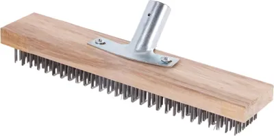 Produktbild von Besen mit steifen Borsten, 30 cm steife Bürste mit Holzgriff, tragbare Besenbürste aus Metall, wiederverwendbar, Drahtbesen