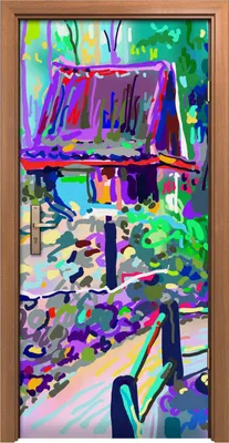Produktbild von Türposter 90x200 cm Türaufkleber Türtapete Türfolie Klebefolie ländliche tropische Landschaft
