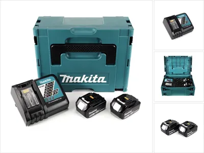 Produktbild von Makita Power Source Kit Li 18V mit 2x BL1850B Akku 5,0Ah + DC18RC Ladegerät ( 197624-2 ) + Makpac