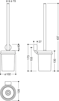 Image de HEWI WC-Bürstengarnitur System 815 schwarz matt, Toilettenbürste mit Halterung
