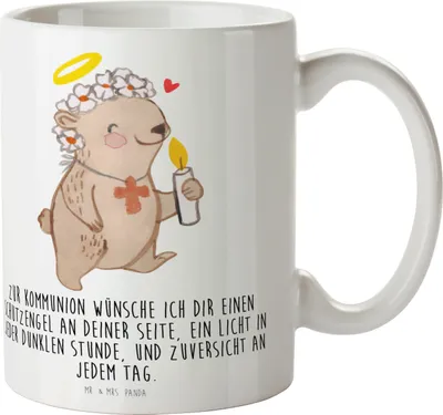 Produktbild von Mr. & Mrs. Panda Tasse Bär Kommunion Mädchen - Weiß - Geschenk, Kaffeepott, schöne, Liebe, Teetasse, Trinkbecher, Kaffeetasse, Gott, Glauben, Gläubig