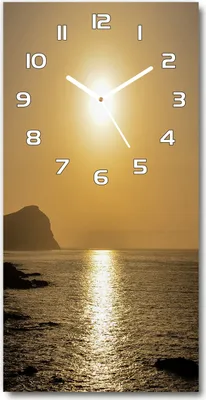 Produktbild von Wanduhr aus Glas – 30x60 cm - Glasbild - Glasuhr - Gehärtetes Glas -Sonnenuntergang Meer