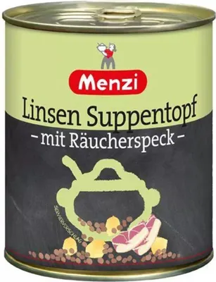 Produktbild von Menzi Linsen Suppentopf mit Räucherspeck, 800g