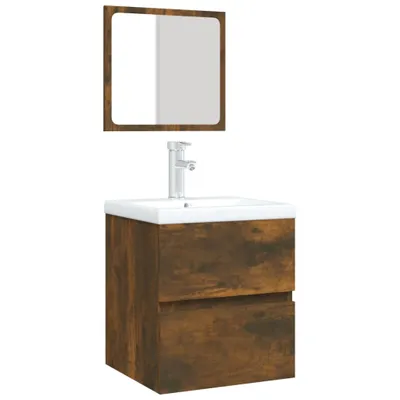 Immagine prodotto di Mobile da Bagno con Lavabo e Specchio Rovere Fumo