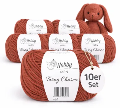 Produktbild von Hobby YARN - Twiny Charme 10er Set - Baumwolle 50g je Garn, Baumwolle, weiches Mischgarn, zum Häkeln & Stricken 318 - Copper Rust