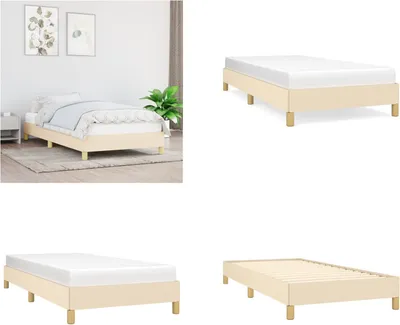 Image de vidaXL Cadre de lit Crème 90x190 cm Tissu - Cadre de lit - Cadre de lit - Lit