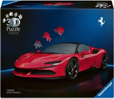 Zdjęcie produktu dla Puzzle 3D Ravensburger Iconics Ferrari SF90 Stradale, 108 elementów, Bez Kleju