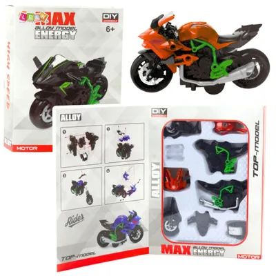 Obrázok produktu pre Kovová skladacia motorka, mierka 1:14, zelená a oranžová