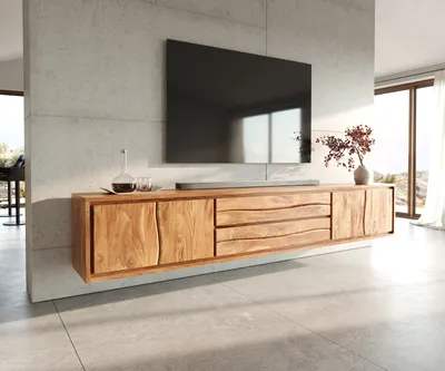 Produktbild von DELIFE Lowboard Live-Edge 300 cm Akazie Natur 4 Türen 2 Schübe schwebend