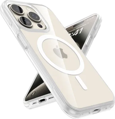 Immagine prodotto di Custodia per Apple iPhone 15 PRO MAX custodia protettiva in TRANSPARENT compatibile con MagSafe con retro trasparente