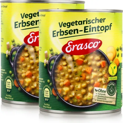Produktbild von Erasco vegetarischer Erbsen-Eintopf 800g Fertigessen (2er Pack)