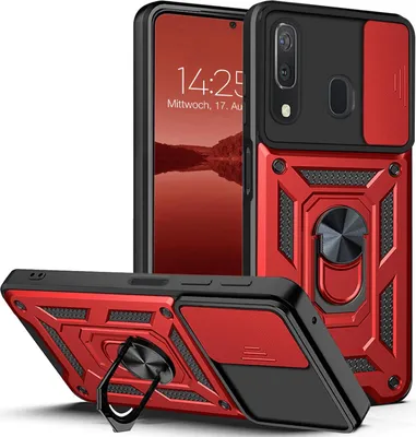 Produktbild von Armor Handyhülle für Samsung Galaxy A50 Kameraschutz Handy Panzer Case Cover Schutzhülle Outdoor Farbe: Rot