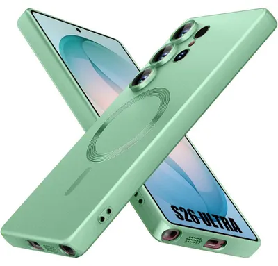 Image de Coque pour Samsung Galaxy S26 Ultra, Protection Silicone Anti-Rayures avec Cercle Magnétique Vert