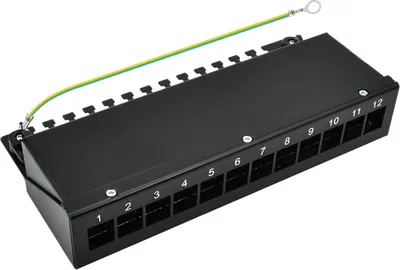 Produktbild von ProfiPatch  Patchpanel Verteilerfeld 12 Port Patchfeld für Keystone Module Desktop und Wandmontage 1HE schwarz