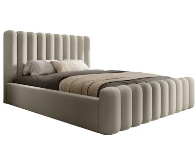 Produktbild von KLICKMOEBEL Polsterbett 160x200 mit Bettkasten HEKORA 7 in Beige - Elegantes Bett mit abgerundetem Kopfteil, Stauraum und Veloursbezug Magic Velvet