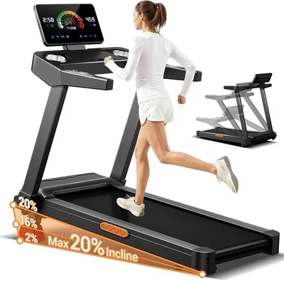 Image de Tapis de course pour la maison, inclinaison manuelle à 16%, vitesse maximale de 14 km/h. Tapis de course pliable, moteur de 3,5 chevaux, écran LED, capacité maximale de 180 kg