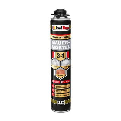 Produktbild von Isolbau Mauermörtel Pistolenschaum Montageschaum Klebeschaum 3in1 PolyurethanMörtel 1 x 750ml